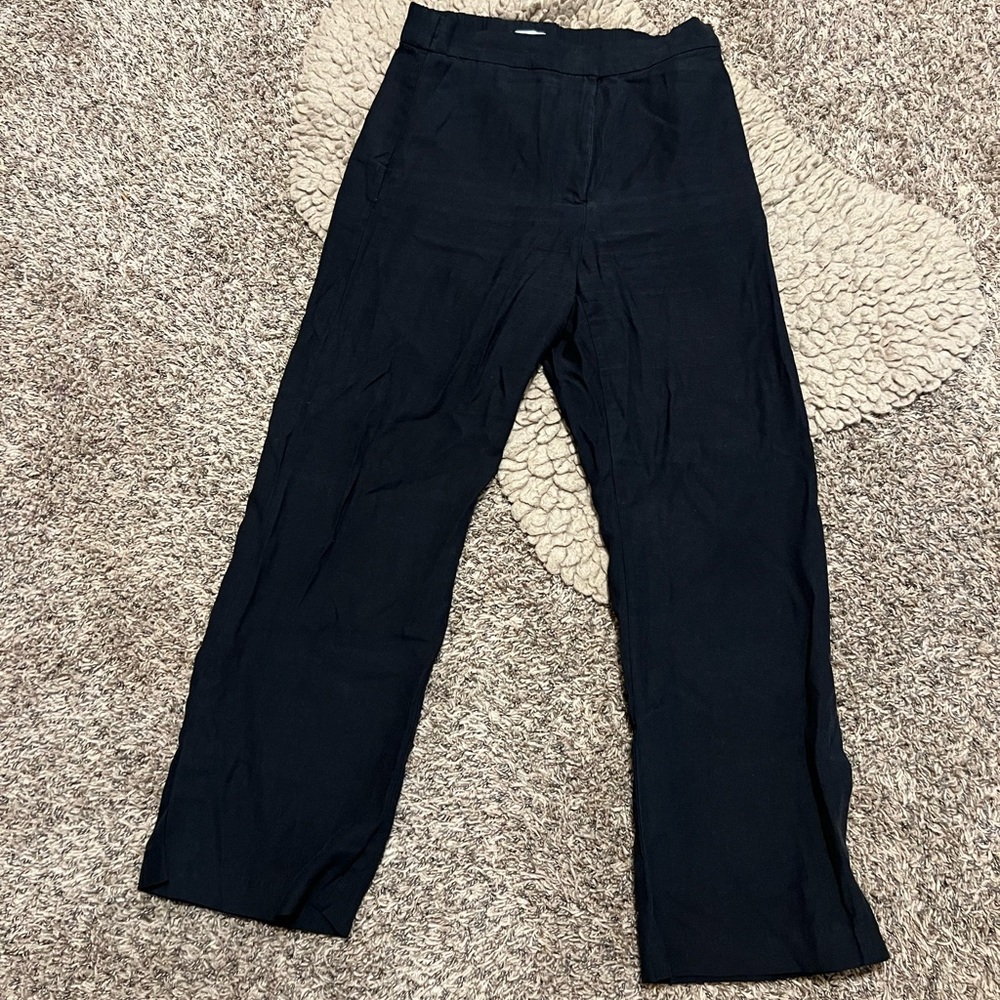 H&M Black Linen Pant - Wide Straight Leg